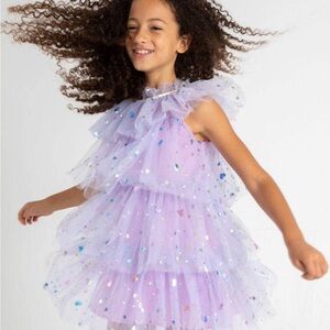 Lola + The Boys Foil Hearts Tulle Dress